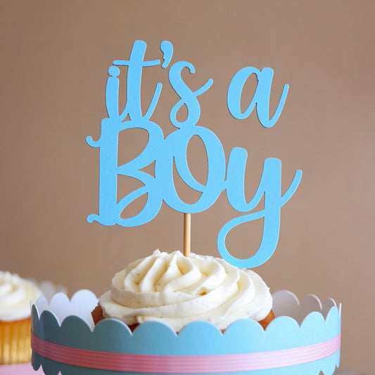 "Its a Boy" Blue Cupcake Topper x12