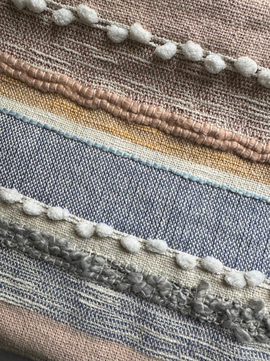 Cotton Striped Throw with Pom Poms – Cozy & Stylish (65” x 56”)
